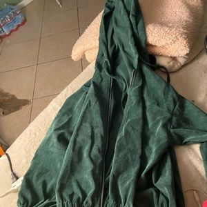 Corduroy dark green zip up jacket